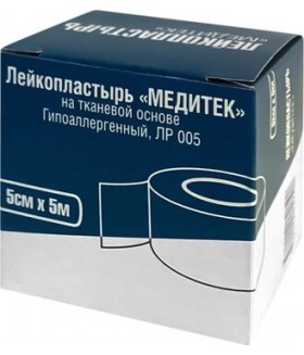 Лейкопластырь «МЕДИТЕК», на полимерной основе, (прозрачной перфорированной), гипоаллергенный 1,0см х 5,0м ЛК 001 в катушке